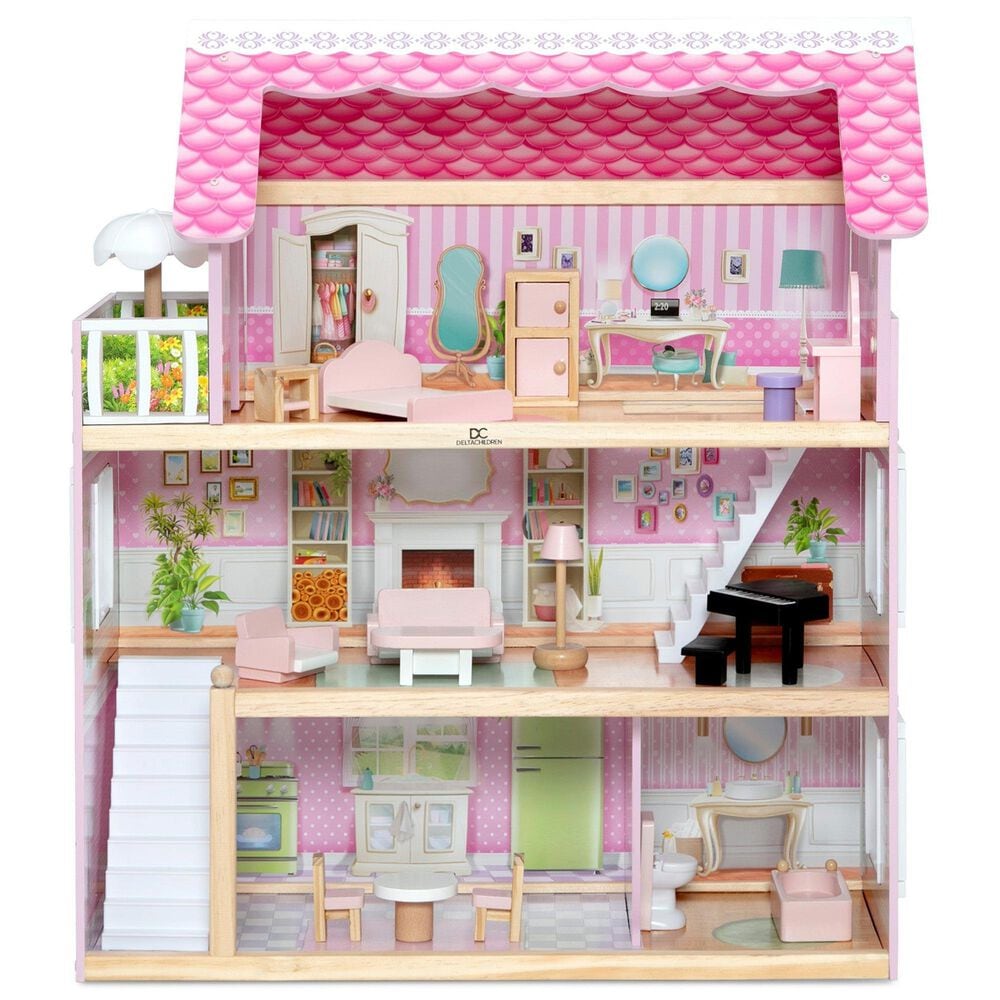 Delta Children Little Gem Dollhouse with 3-Story and 4 Rooms in Multicolor, , large