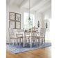 Ashley Skempton Dining Table and 6 Side Chairs in White and Light Brown, , large