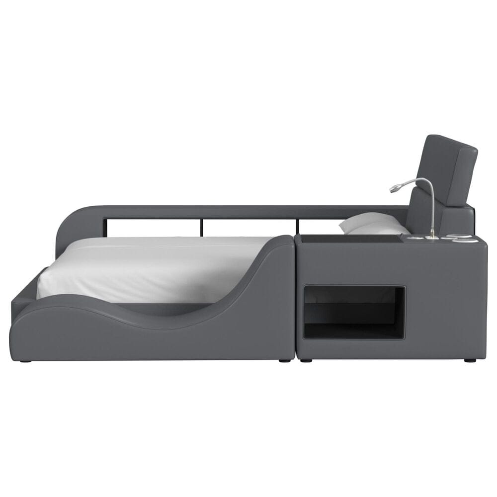 Mayberry Hill Valari Twin Bed with Electronic Features in Grey, , large