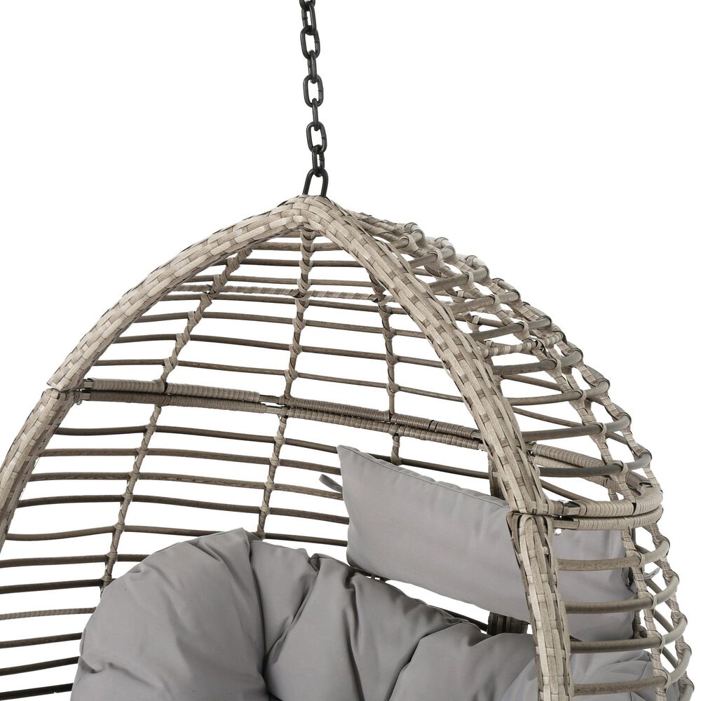 Noble House Layla Hanging Chair in Gray, , large