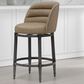 Armen Living Eunice Swivel Counter Height Stool with Mushroom Brown Upholstery in Antique Pewter, , large