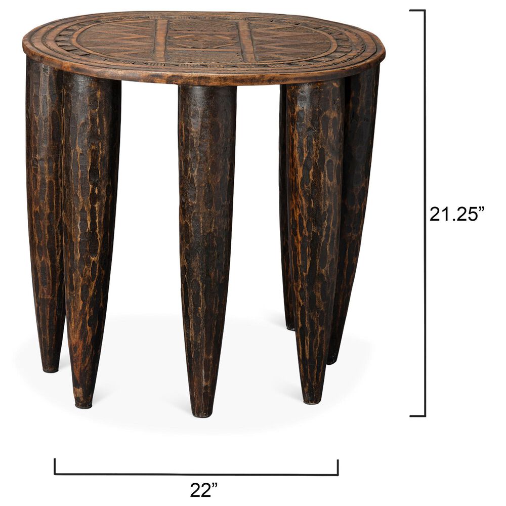 Splendor Living Ingram Mango Wood Side Table in Dark Antique, , large