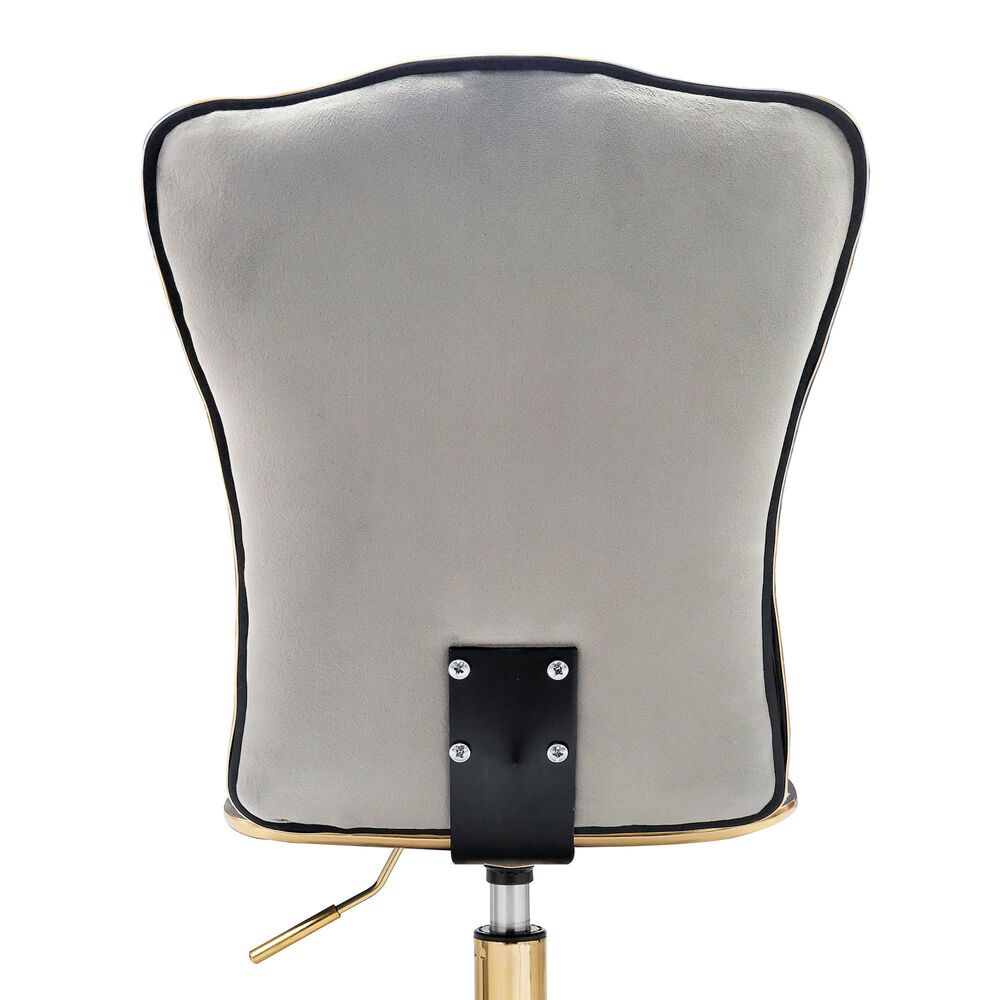 Impressions Vanity Elise Tufted Vanity Chair with Cool Grey Cushion in Gold, , large