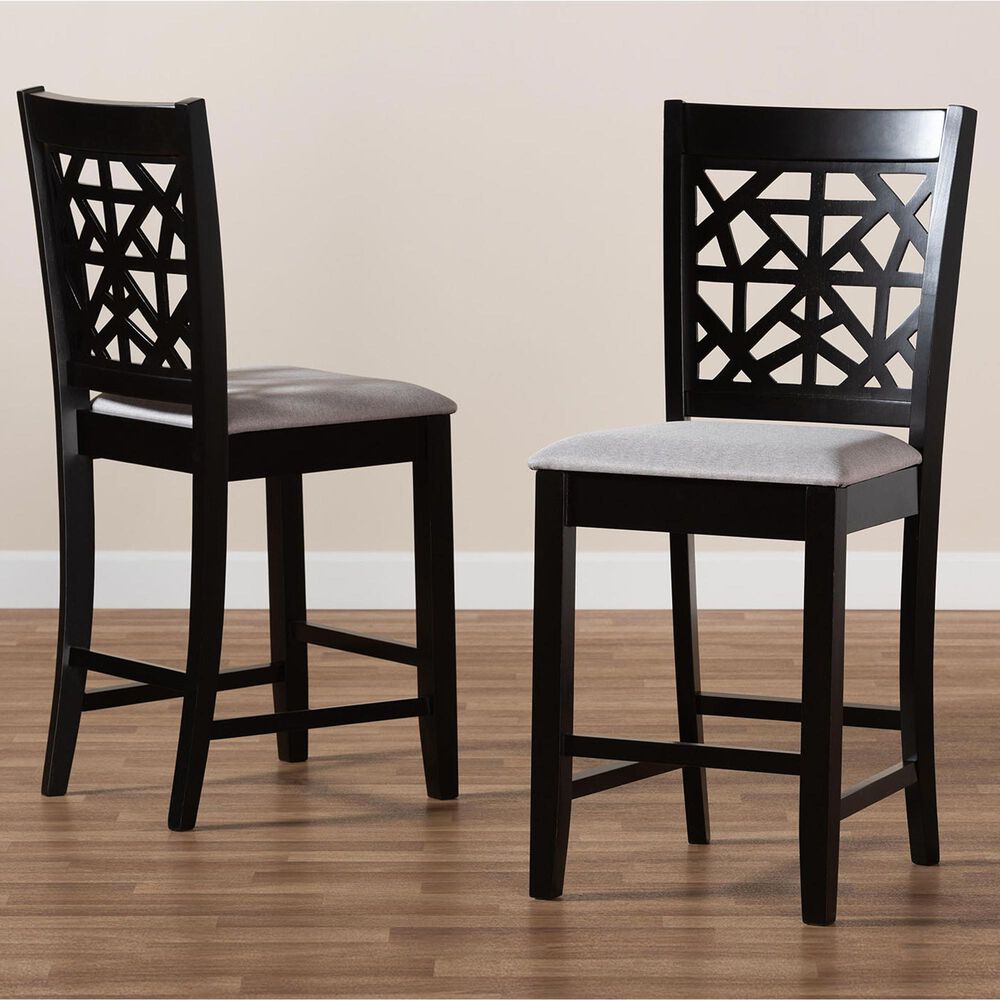 Baxton Studio Devon Counter Height Chair in Grey/Espresso Brown (Set of 2), , large