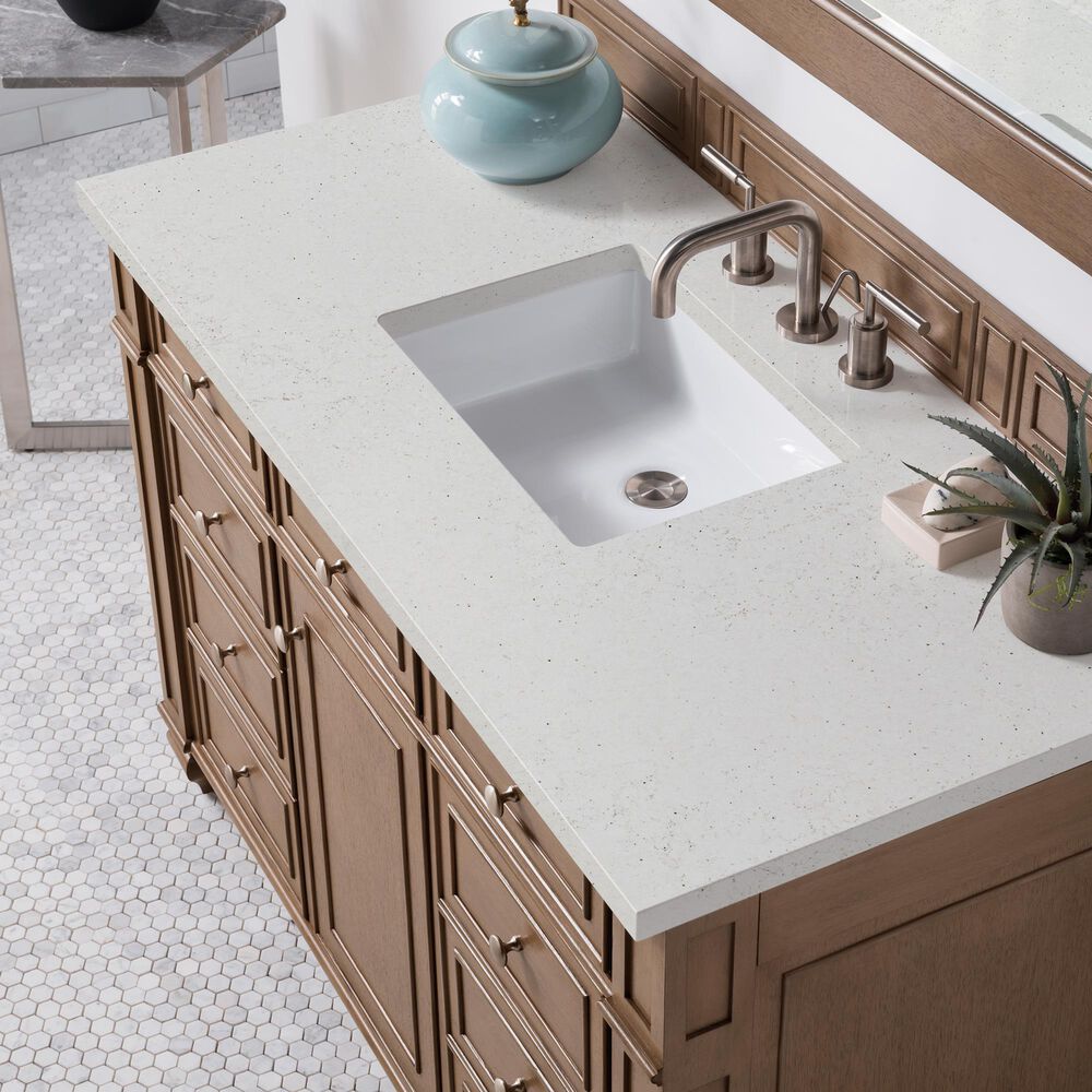 James Martin Vanities Bristol 48" Single Bathroom Vanity in Whitewashed Walnut with 3 cm Lime Delight Quartz Top and Rectangular Sink, , large