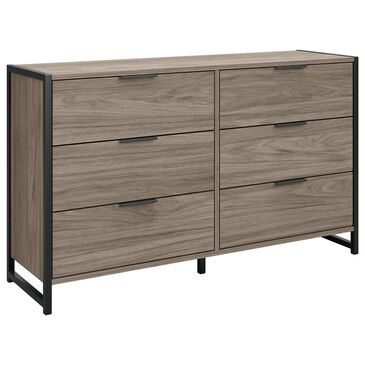 Bush Atria 6-Drawer Dresser in Modern Hickory and Black, , large