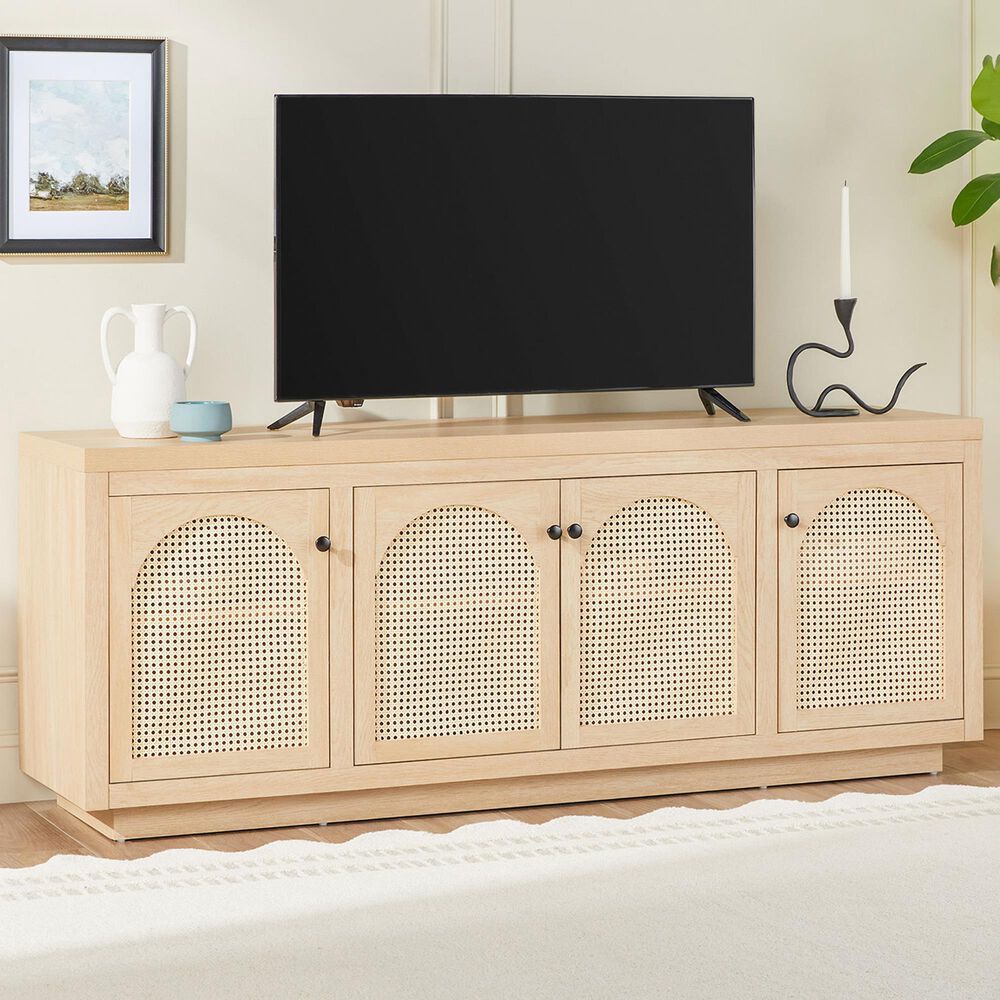 Walker Edison Sasha 70&quot; TV Stand in Coastal Oak, , large