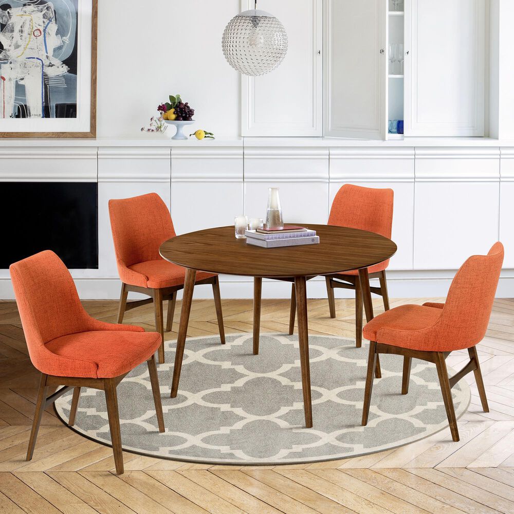 Blue River Arcadia and Azalea 5-Piece 48&quot; Round Standard Height Dining Set with Blue Cushion in Walnut, , large