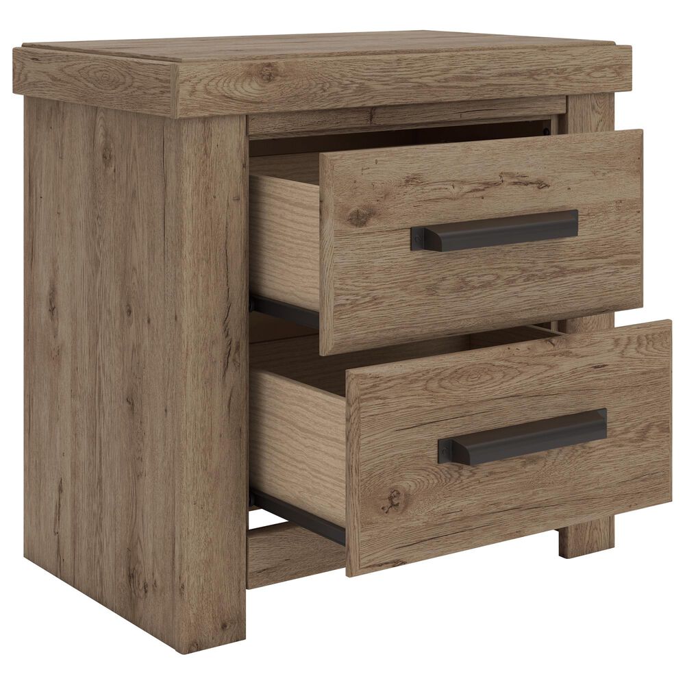 Ashley Oliandon King Storage Bed with Dresser Chest and 2 Nighstands in Brown, , large