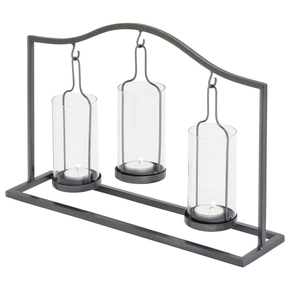 Maple and Jade 11&quot; Industrial Candle Holder with 3 Suspended Candle Plates in Black, , large