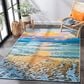 Safavieh Barbados Tropical Sunset 3"3" x 5" Gold and Blue Indoor/Outdoor Area Rug, , large