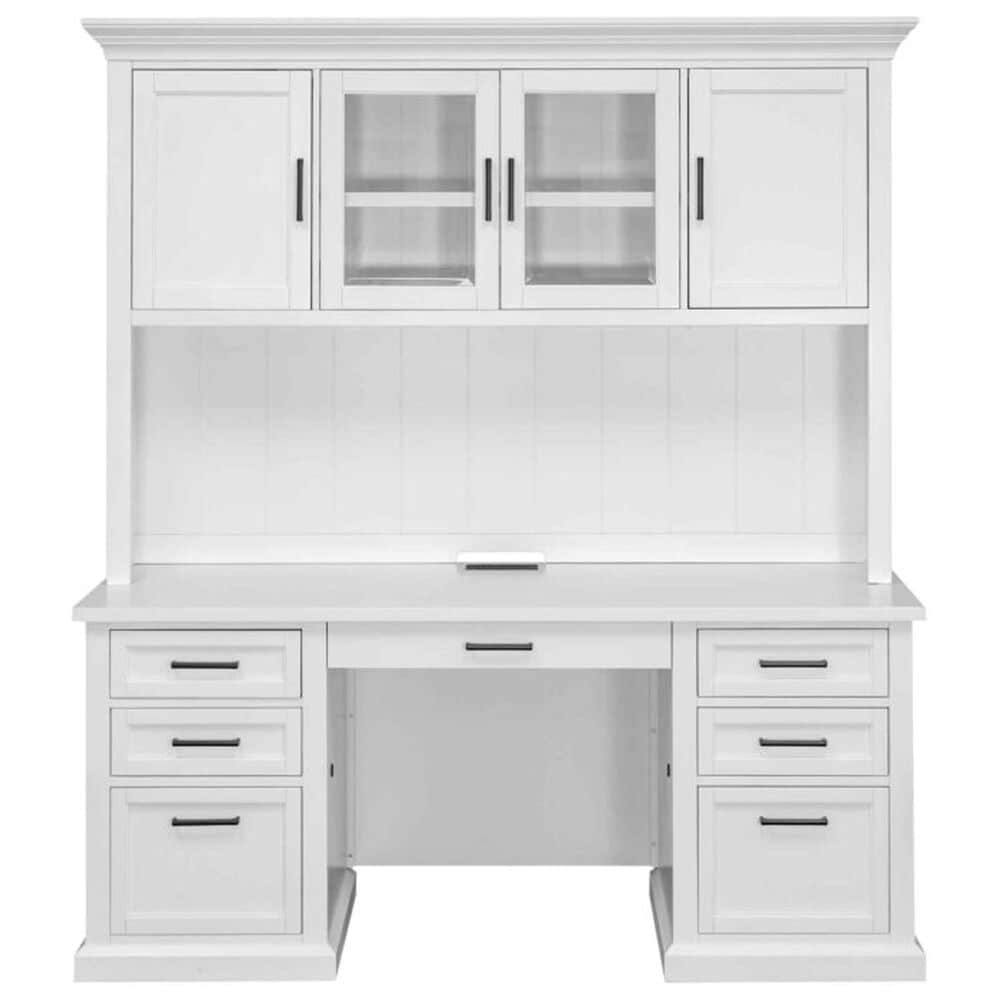 Wycliff Bay Abby Credenza Desk with Hutch in White, , large