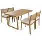 Hearth and Haven 5-Piece Outdoor Wooden Dining Set with U-Leg Table and Cushioned Chairs in Beige, , large