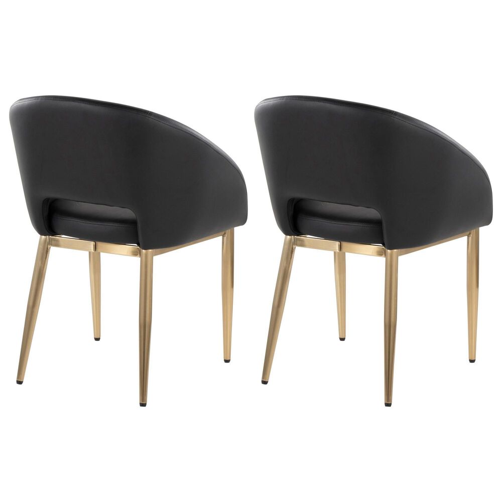 LumiSource Renee Arm Chair with Black Faux Leather Cushion in Gold (Set of 2), , large