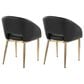 LumiSource Renee Arm Chair with Black Faux Leather Cushion in Gold (Set of 2), , large