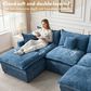 HOMLUX 107.87" Ultra-Comfort Chenille Sectional Sofa Set in Blue, , large
