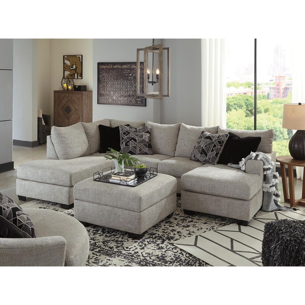 Ashley Megginson 3-Piece Right Facing U-Shaped Sectional with Sofa Chaise and Storage Ottoman in Storm, , large