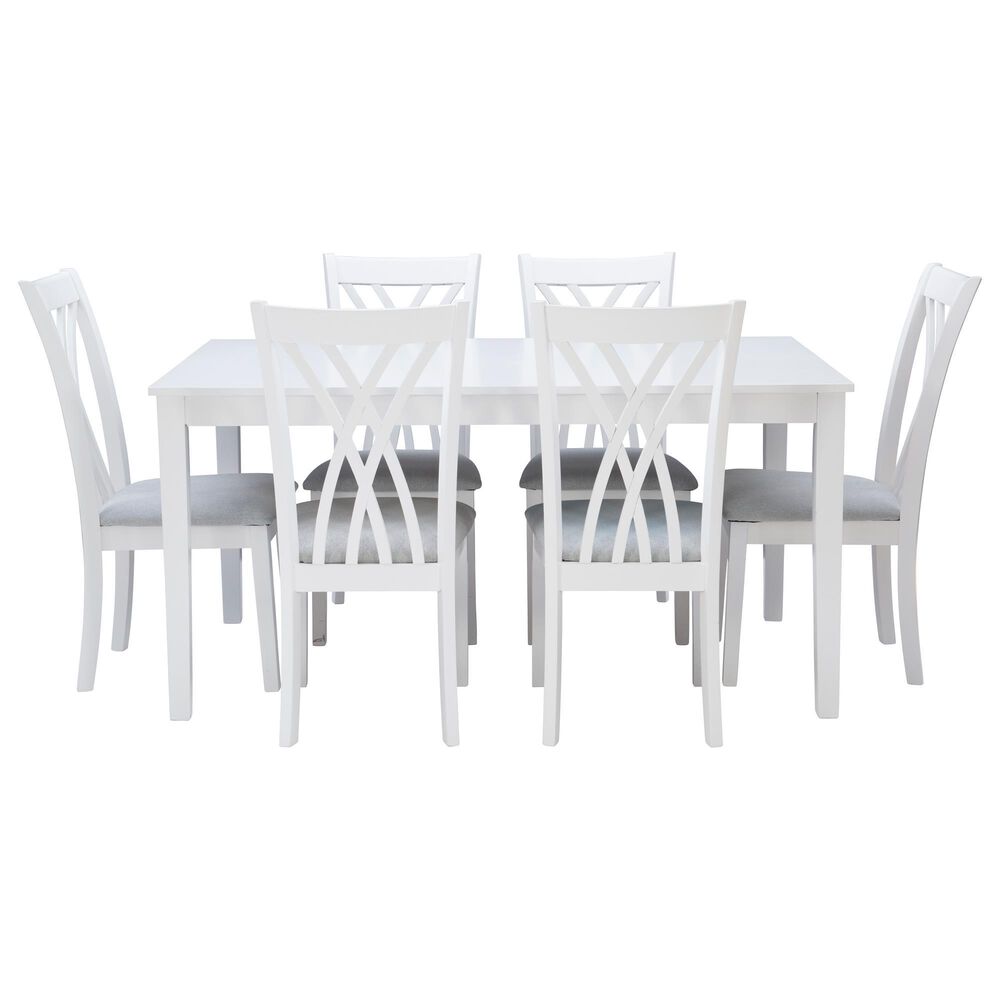 Linon Home Decor Maggie 7-Piece Rectangular Dining Set in Glossy White, , large