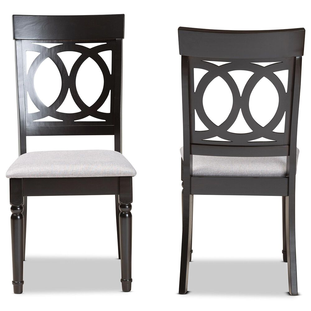 Baxton Studio Lucie Side Chair with Grey Cushion in Espresso Brown (Set of 2), , large
