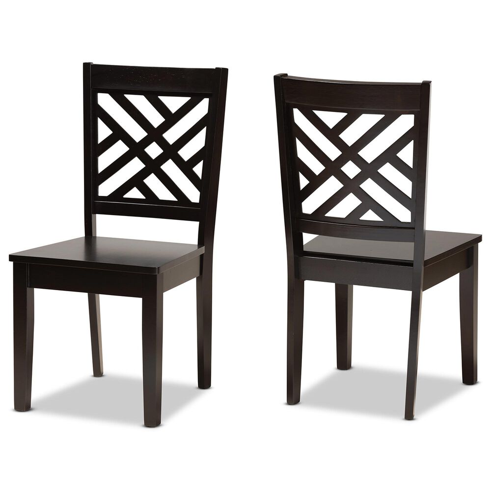 Baxton Studio Caron Side Chair in Dark Brown (Set of 2), , large