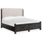 Nicolette Home Plum Creek King Panel Storage Bed with Upholstered Headboard in Ravenwood Black, , large