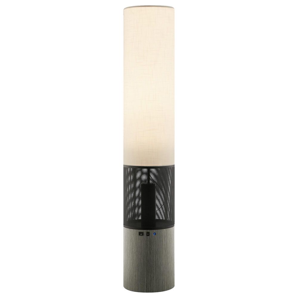 Lite Source Sahirad LED Floor Lamp with Wireless Speaker + USB Port in Walnut, , large