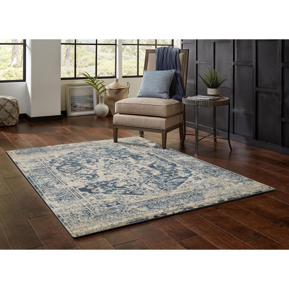 Kas Oriental Rugs Heritage Traditions 5&#39;3&quot; x 7&#39;8&quot; Ivory and Blue Area Rug, , large