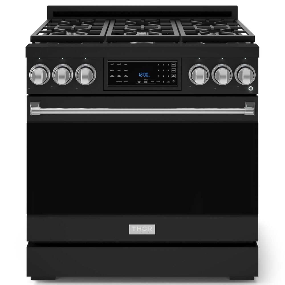 THOR KITCHEN Gordon Ramsay 6 Cu. Ft. 36" Professional Liquid Propane Range with Stainless Steel Handle Kit in Black, , large