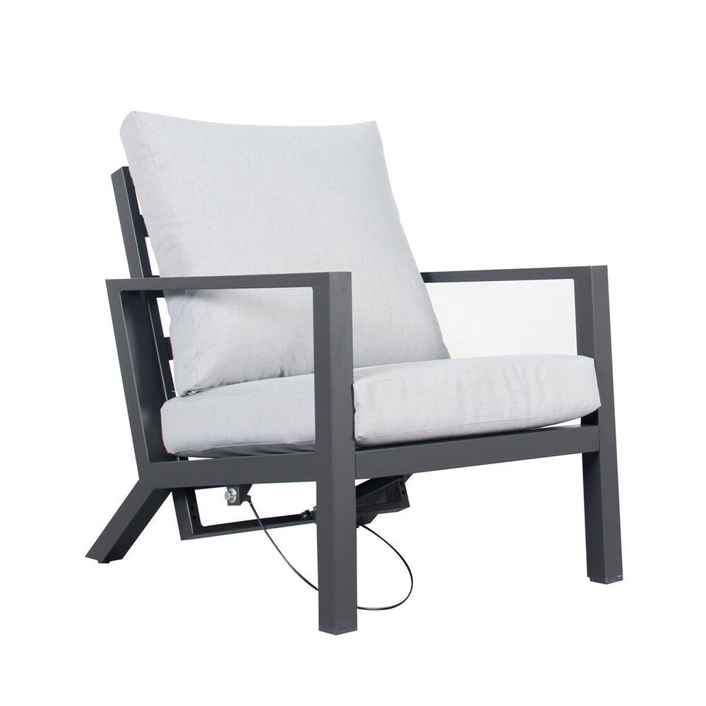 Global Note Collections Boone 3-Piece Reclining Lounge Set with White Cushion in Grey, , large