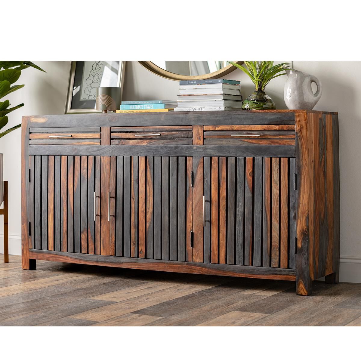 Grey wood credenza discount