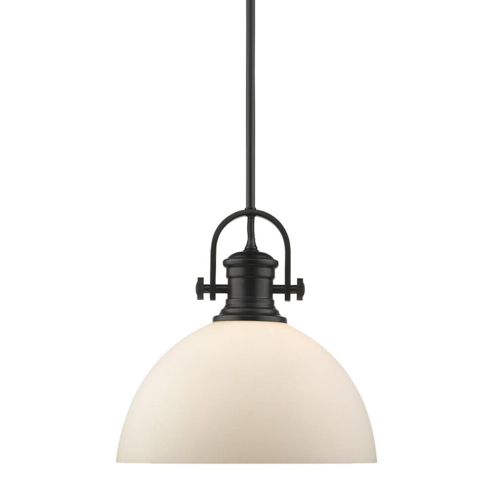 Golden Lighting Hines 1-Light Pendant in Black with Opal Glass, , large