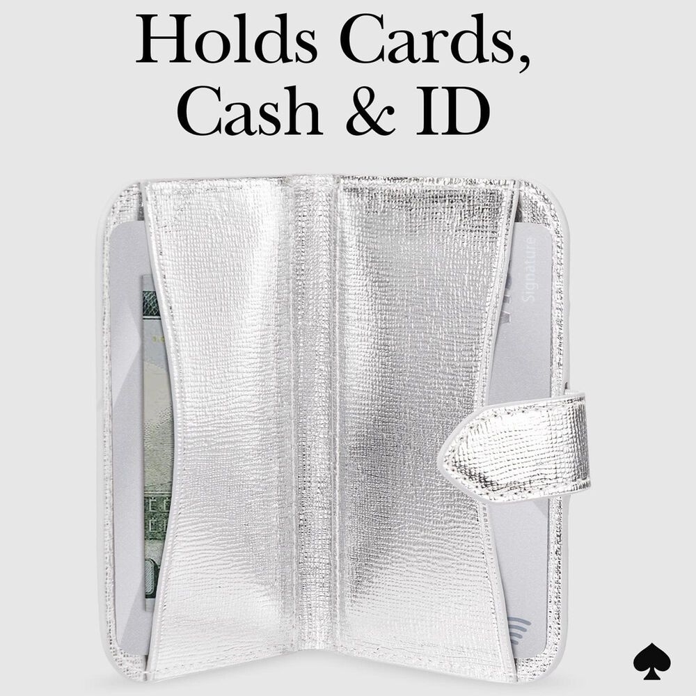 Kate Spade Morgan Magnetic MagSafe Wallet in Metallic Silver, , large