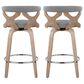 LumiSource Gardenia Swivel Fixed-Height Counter Stool with Light Grey Fabric Upholstery in Chrome and Whitewashed (Set of 2), , large