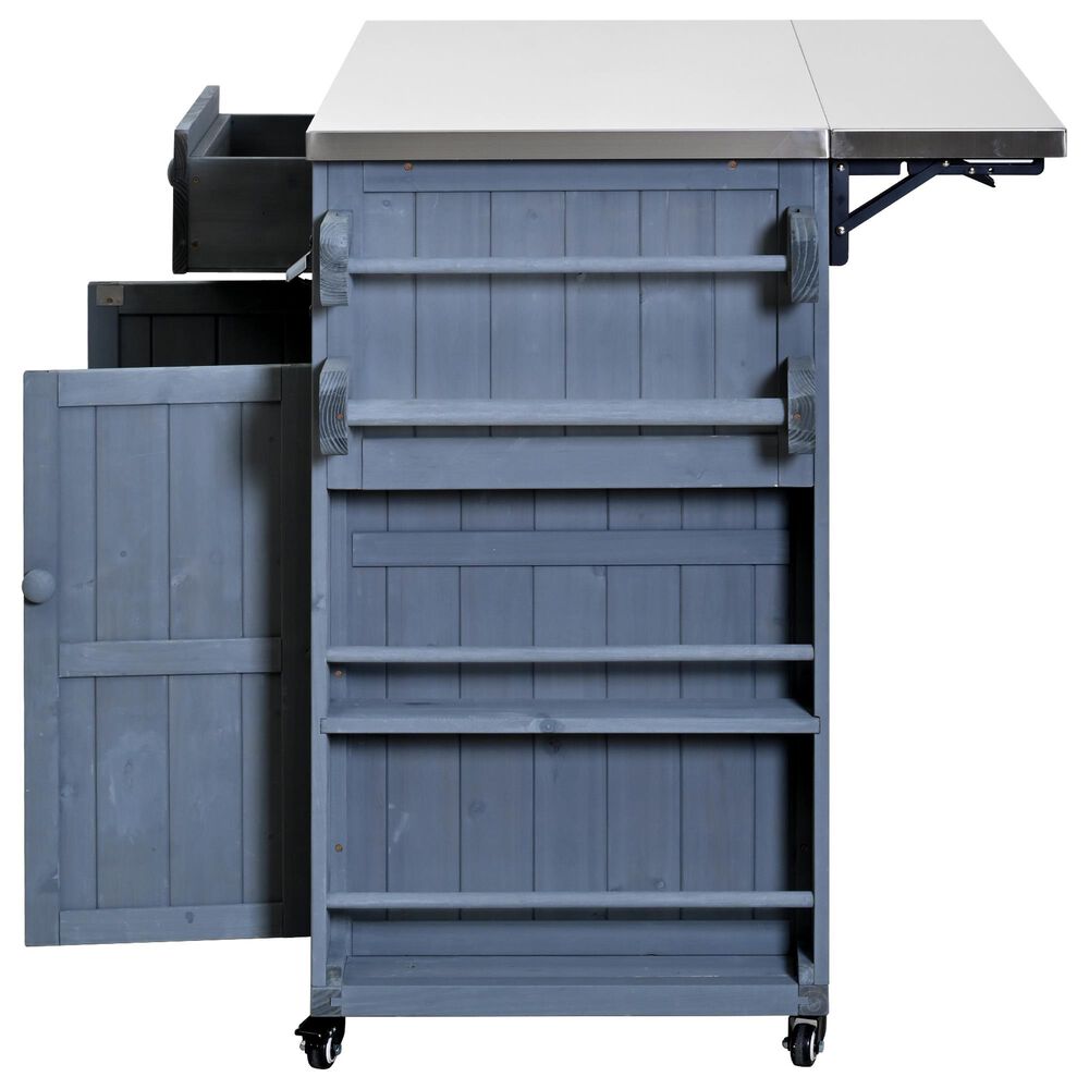 HOMLUX 41.9" Outdoor Extendable Kitchen Island in Gray, , large