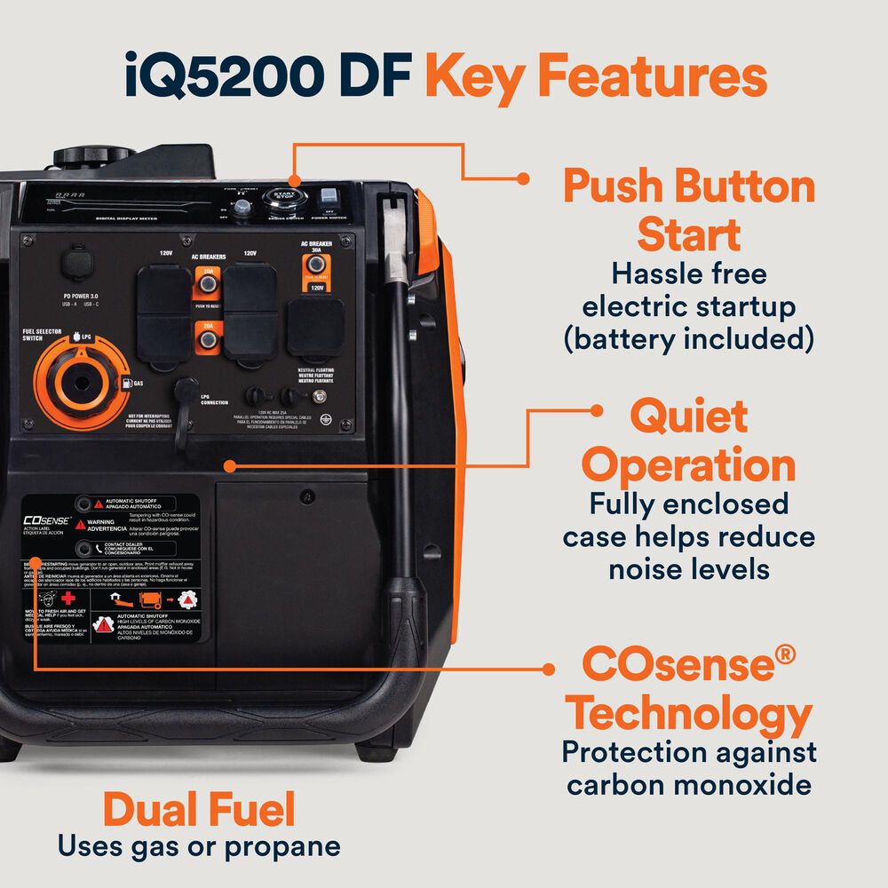 Generac iQ5200 Dual Fuel Portable Generator| 49 ST, , large