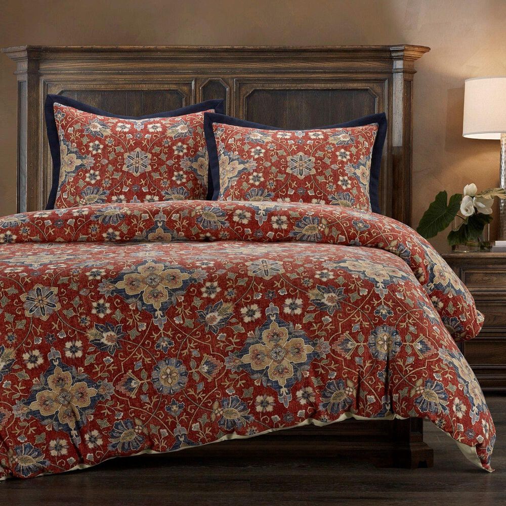 HiEnd Accents Melinda 3-Piece Queen Comforter Set in Rustic Red, Navy, Cream, Sage Green and Tan, , large