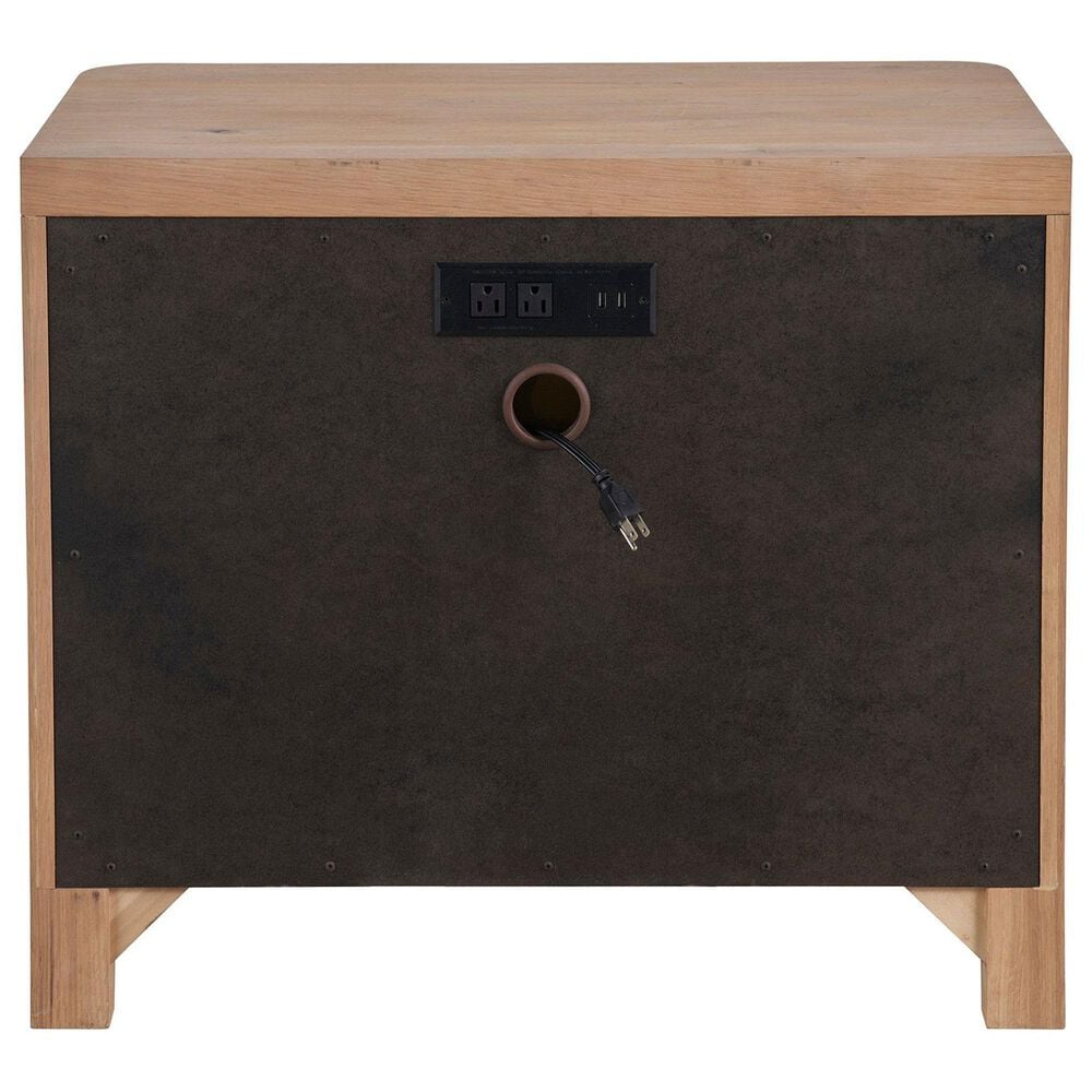 Universal Furniture Modern Walker 30" 2 Drawer Nightstand in Organic Natural Oak with AC Outlets and USB Ports, , large