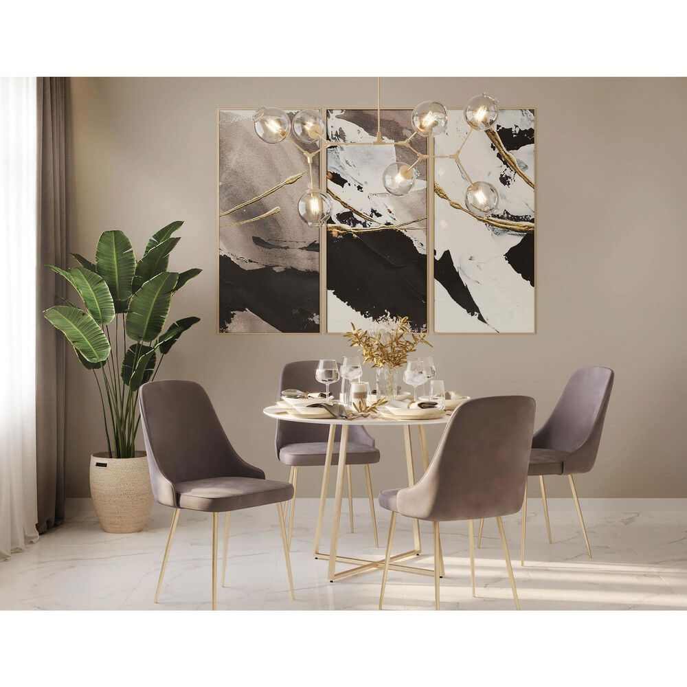 LumiSource Marcel Side Chair with Silver Velvet Cushion in Gold (Set of 2), , large