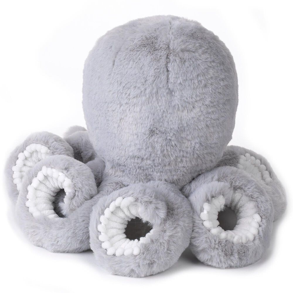 Lambs and Ivy Ocean Blue Plush Gray Octopus Stuffed Animal in Gray, , large