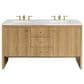 James Martin Vanities Hudson 60" Double Bathroom Vanity in Light Natural Oak with 3 cm Arctic Fall Solid Surface Top and Rectangular Sinks, , large