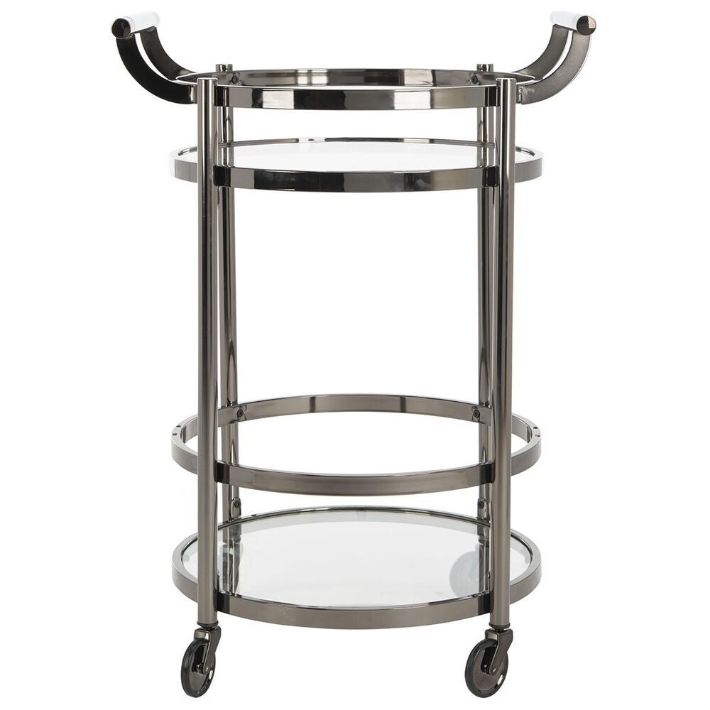 Safavieh Sienna 2-Tier Round Bar Cart in Black Nickel, , large