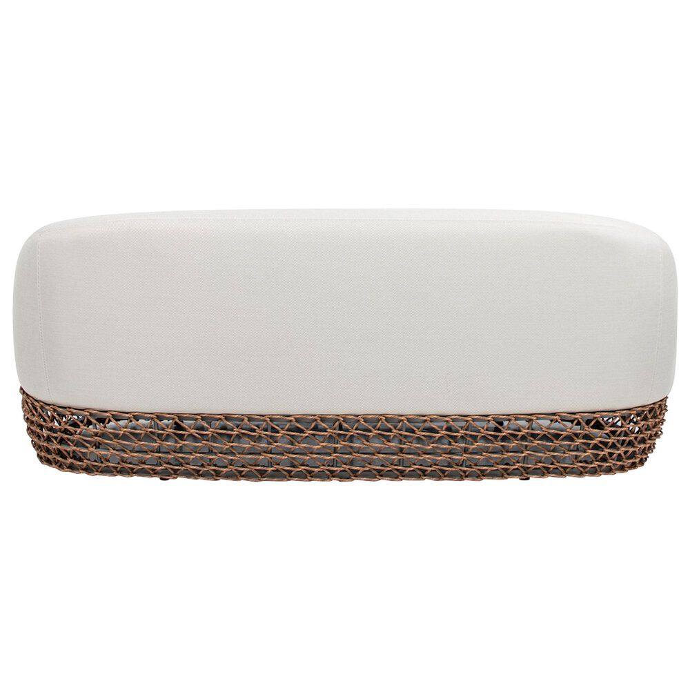 Hearth and Haven Willow Outdoor Upholstered Sofa with Golden Brown Open-Weave Wicker in Wheat Beige, , large