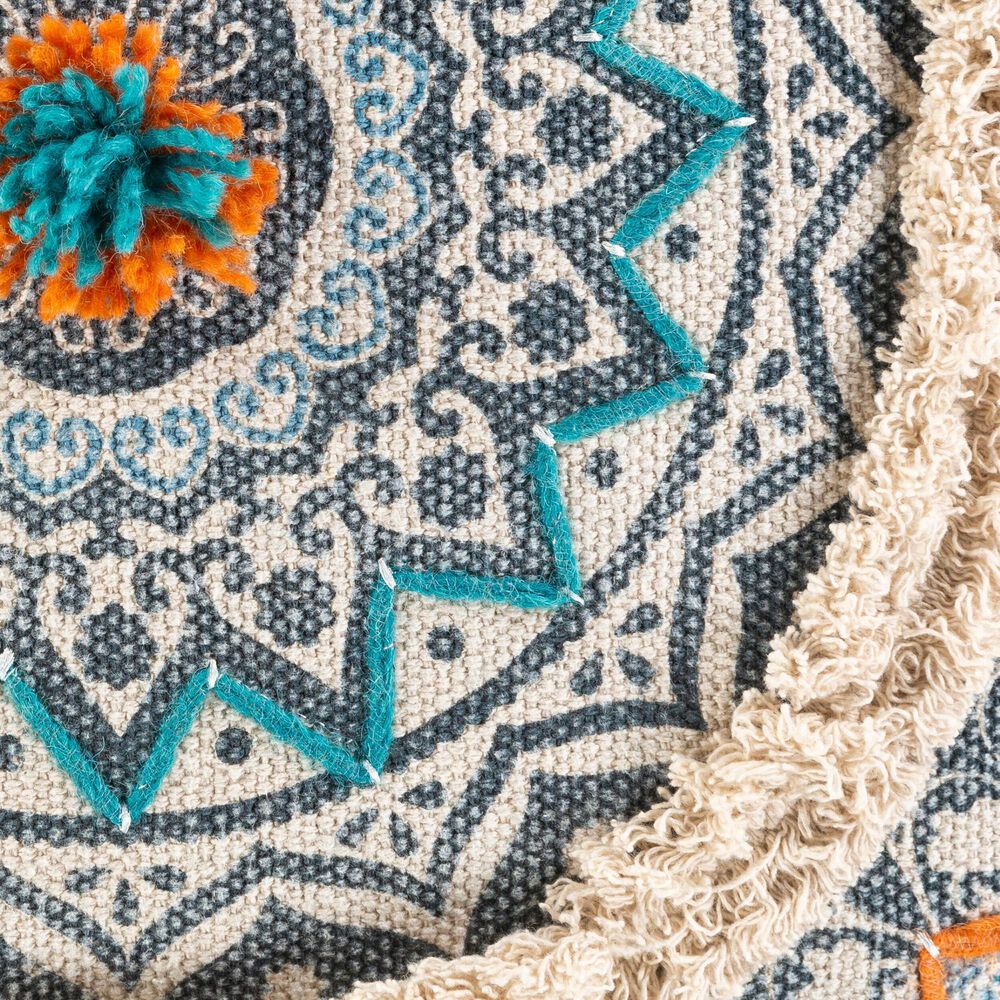Surya Dayna 20&quot; Square Throw Pillow in Taupe, Blue, Oatmeal, Dark Blue, Burnt Orange and Teal, , large