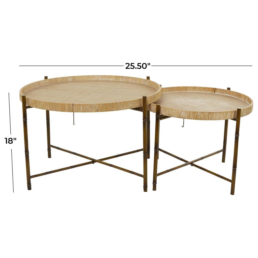 Maple and Jade 3-Piece Rattan Nesting Coffee Table in Matte Brown, Whitewashing and Dark Brown, , large