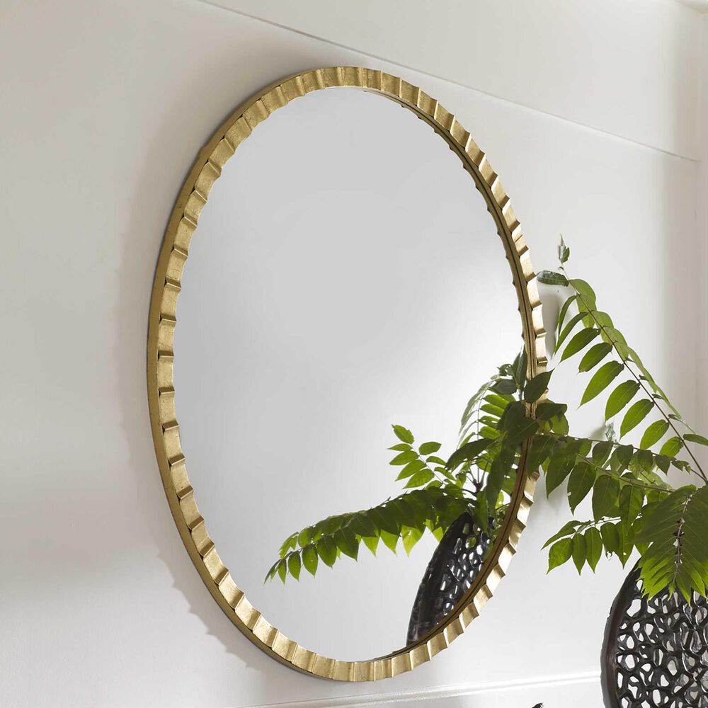 Uttermost Dandridge Round Wall Mirror in Metallic Gold Leaf, , large