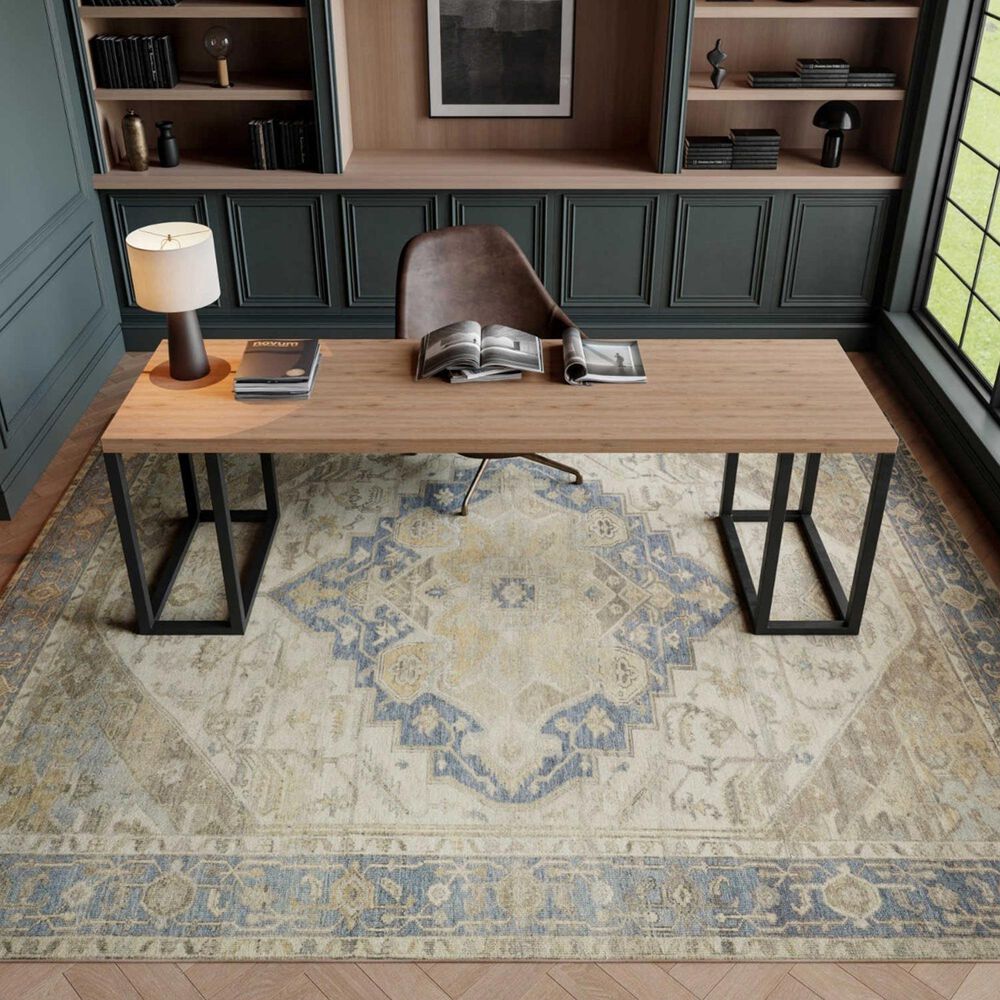 Nourison Vintage Washables Blue and Green 7'10" x 9'10" Area Rug, , large