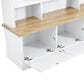 HOMLUX 9-Hook Hall Tree with 3-Cabinet in White and Natural, , large