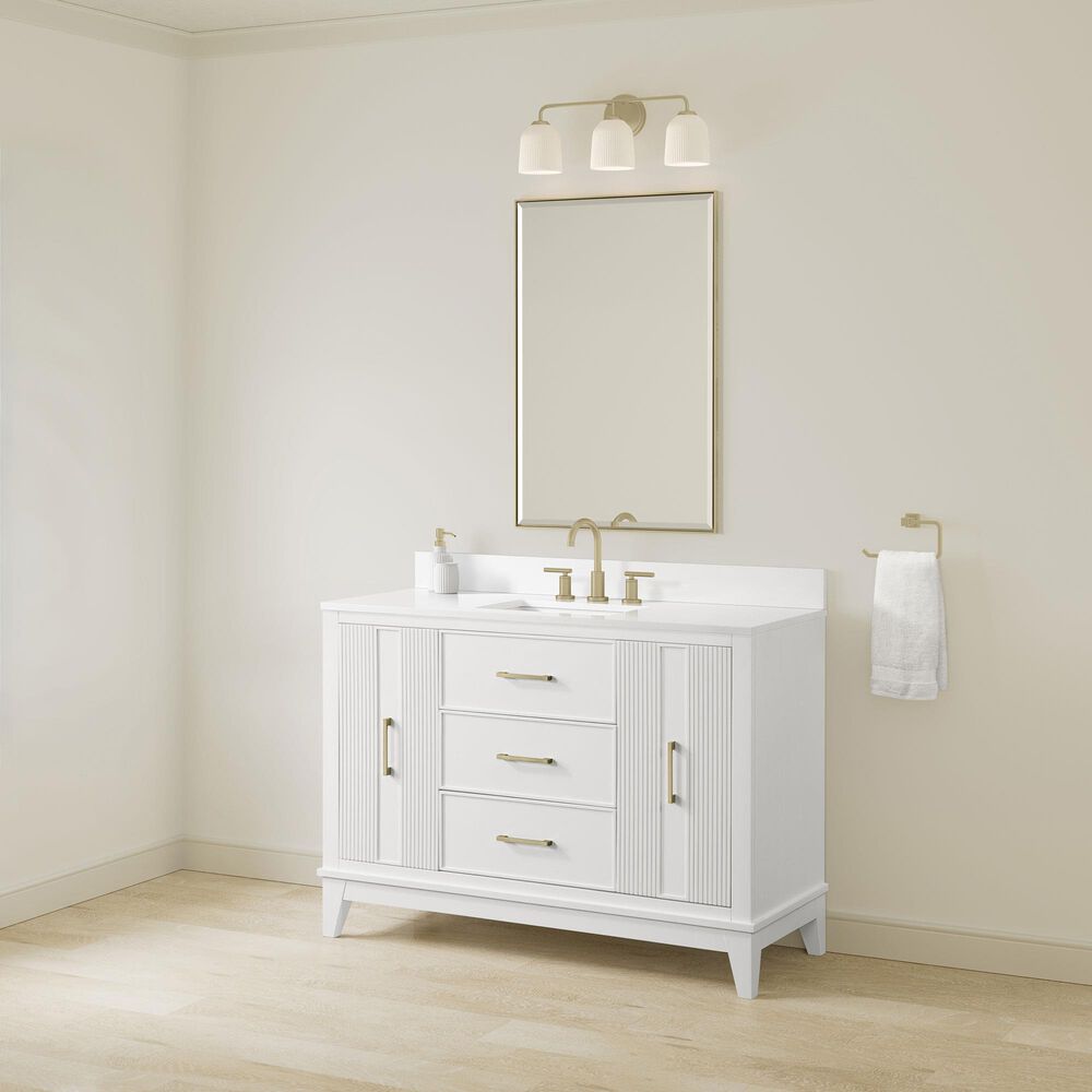 37B Fenwick 48" Single Bathroom Vanity in Bright White with Glossy White Composite Stone Top and Backsplash, , large
