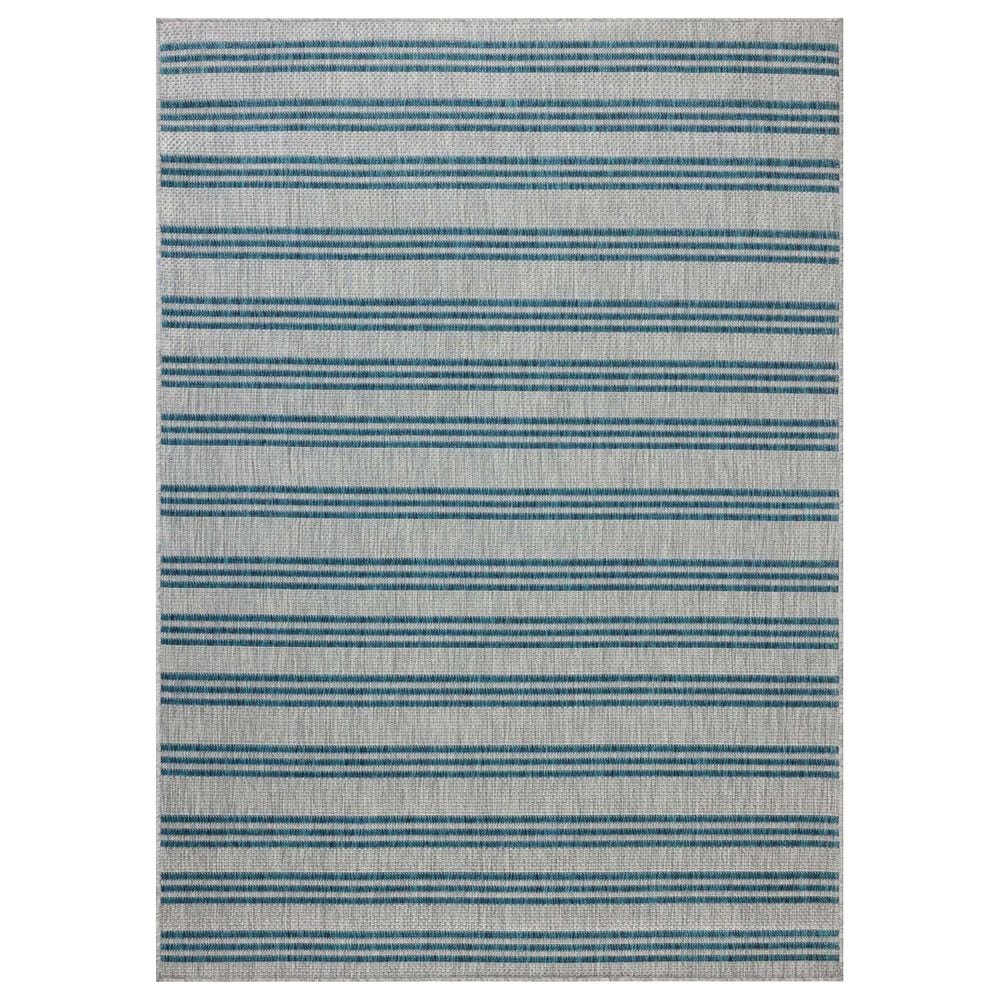 Loloi Easton Teal and Fog 2&#39;3&quot; x 3&#39;9&quot; Indoor/Outdoor Area Rug, , large