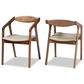 Baxton Studio Harland Arm Chair with Grey Cushion in Walnut Brown (Set of 2), , large